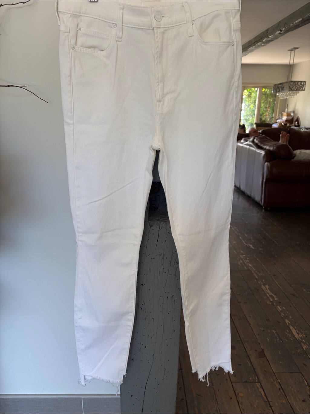 White Frayed Hem Skinny Jeans By Mother The Stunner Two Step Fray